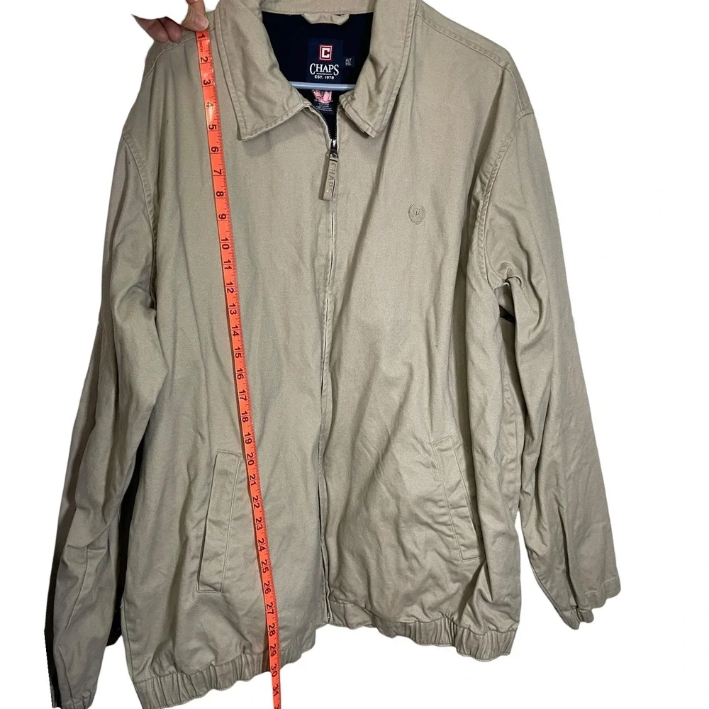Chaps XLT Tan Harrington Jacket Full Zip Cotton Twill Khaki Preppy Grandpa Core